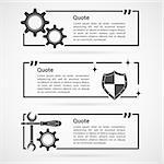 Set of quote blank templates with shield, gear, wrench. Quote comment template. Quote bubble.