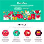 Website Design I Love You. Flat Style Vector Illustration for Web Banner and Landing Page. Valentines Day Holiday.