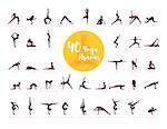 Vector illustration of 40 Yoga Asanas with names