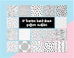 17 seamless hand-drawn pattern swatches, vector set