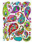 Paisley ornament set, sketch for your design. Vector illustration