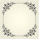 Art nouveau square frame with ornate curly corners