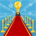 Cinema and Movie concept with flat icons red carpet award, vector illustration