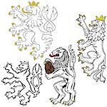 Heraldic Lion - Set Of Colored Illustrations, Vector