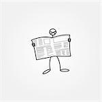 stick man or figure with newspaper vector