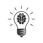 Light bulb with a brain inside icon. Creative concept
