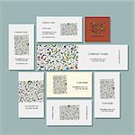 Business cards collection, floral design. Vector illustration