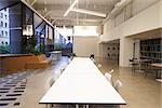 Tables and seating in an empty corporate business cafeteria