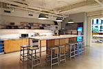 Kitchen area in corporate business cafeteria, Los Angeles