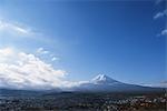 Mount Fuji and Fuji-Yoshida city from Arakura Sengen Shrine, Yamanashi Prefecture, Japan