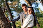 Portrait of young couple in forest, Split, Dalmatia, Croatia