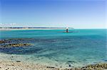 France, Normandy, Granville. The coast and the lighthouse seen from the port.