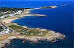 France, Western France, aerial view of Quiberon peninsula. Pointe Conguel.