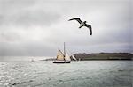 A traditional sailing boat on the waters of the River Fal in the estuary.