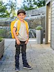 Smiling boy with backpack