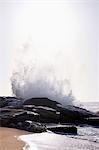 Big waves splashing at rock, Western Province, Sri Lanka