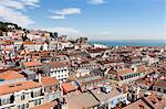 High angle view of Castelo Sao Jorge in city, Lisbon, Portugal