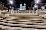 Spanish Steps with church lit up at night, Piazza di Spagna, Rome, Italy