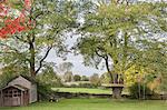 Garden in countryside landscape