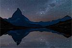 The Matterhorn under starry sky, Zermatt, Switzerland