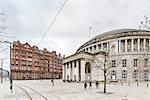 Cityscape with circular central library, Manchester, UK