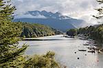 View across Pearl Harbour on Lake Manapouri, Manapouri, Fiordland National Park, UNESCO World Heritage Site, Southland, South Island, New Zealand, Pacific