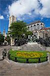 Hubert and Jan van Eyck Monument outside Saint Bavo Cathedral, city centre, Ghent, West Flanders, Belgium, Europe