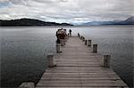 Pier on Lake Nahuel Huapi, Villa La Angostura, Nahuel Huapi National Park, The Lake District, Argentina, South America