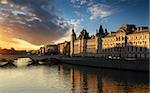 Court of Cassation and Bridge of Changers in Paris, France