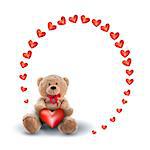 red heart and a teddy bear, romantic symbolism