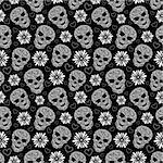 illustration of seamless pattern with abstract floral skulls