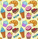 Illustration of seamless pattern with sweets