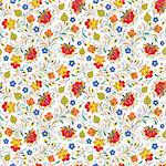 Illustration of seamless pattern with traditional russian floral ornament.Khokhloma.