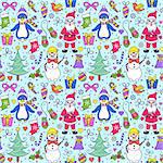 Illustration of colorful seamless christmas pattern.Winter background