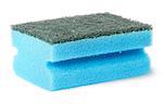 Sponge for washing dishes with felt horizontally flipped isolated on white background