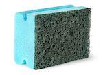 Sponge for washing dishes with felt on the side isolated on white background