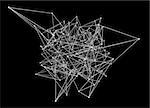 Lines and dots forming mesh. Background for communications or networks. White on black. 3D rendering
