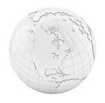 White Earth Globe. Isolated on white. 3D illustration