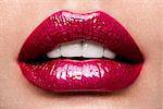Sexy Lips. Beauty Red Lips Makeup Detail. Beautiful Make-up Closeup. Sensual Open Mouth. lipstick or Lipgloss