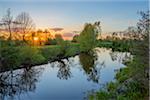 Nesselbachzuleiter at Sunset in Spring, Muhr am See, Weissenburg-Gunzenhausen, Bavaria, Germany