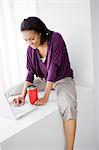 Businesswoman using laptop