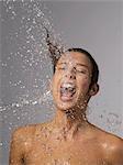 Woman splashed with water