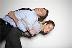 Woman lifting man on back