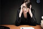 Stressed businesswoman at desk