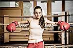 Young woman resting at boxing