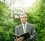 Businessman using tablet computer