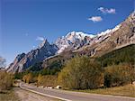 Road by rural mountain range