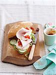 Sandwich with relish ham and cucumber