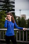 Runner listening to headphones