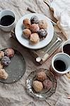 Plate of desserts with coffee